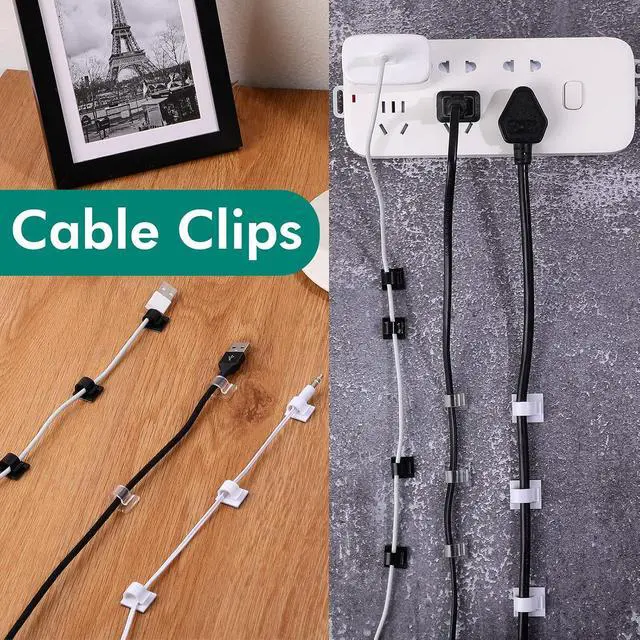 Alt view image 6 of 6 - Namalu 60 Pieces Mini Cable Clips Hooks Christmas Light Clips Self Adhesive Light Hooks Cord Clips for Desk Outdoor String Lights(Small,Black)