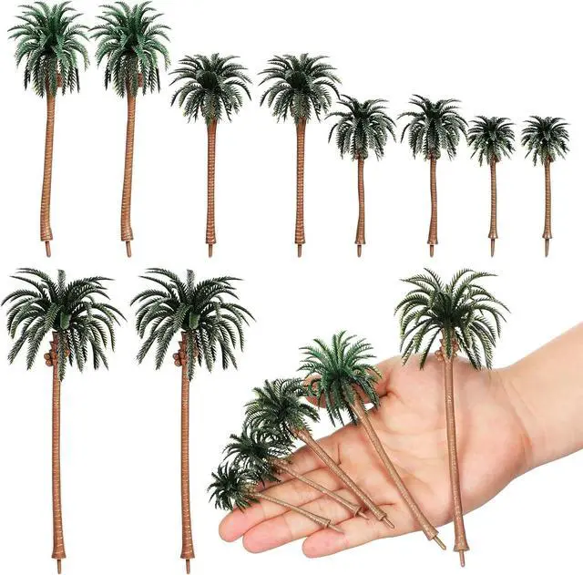 Main image of Miniature Palm Trees, 15PCS Scenery Palm Tree Model for Crafts, Coconut Tropical Landscape Model for Diorama Train Railway Layout Landscape Scenery Cake Decorative -16cm, 13cm, 11cm, 8cm, 7cm