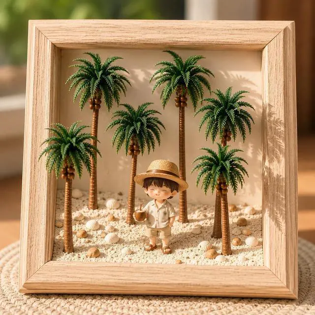 Alt view image 6 of 7 - Miniature Palm Trees, 15PCS Scenery Palm Tree Model for Crafts, Coconut Tropical Landscape Model for Diorama Train Railway Layout Landscape Scenery Cake Decorative -16cm, 13cm, 11cm, 8cm, 7cm