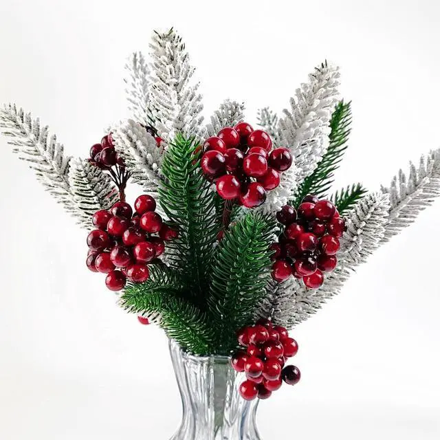Alt view image 5 of 6 - YOOHUA 300PCS 12mm Artificial Holly Berries Christmas Holly Berries Stems for Crafts Faux Holly Berries Artificial Red Holly Berry Stems for Christmas Wreath Christmas Tree Table Kitchen Wall Decor