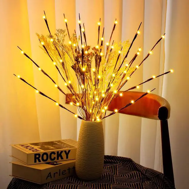 Alt view image 2 of 6 - 3Pack 30"Twig Lights, USB Plug in Branches Lights, 60 Led Bulbs, Warm White