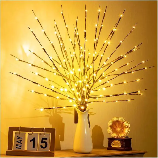 Alt view image 3 of 6 - 3Pack 30"Twig Lights, USB Plug in Branches Lights, 60 Led Bulbs, Warm White