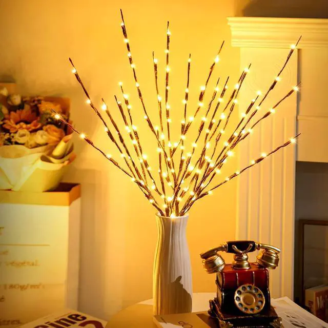 Alt view image 4 of 6 - 3Pack 30"Twig Lights, USB Plug in Branches Lights, 60 Led Bulbs, Warm White