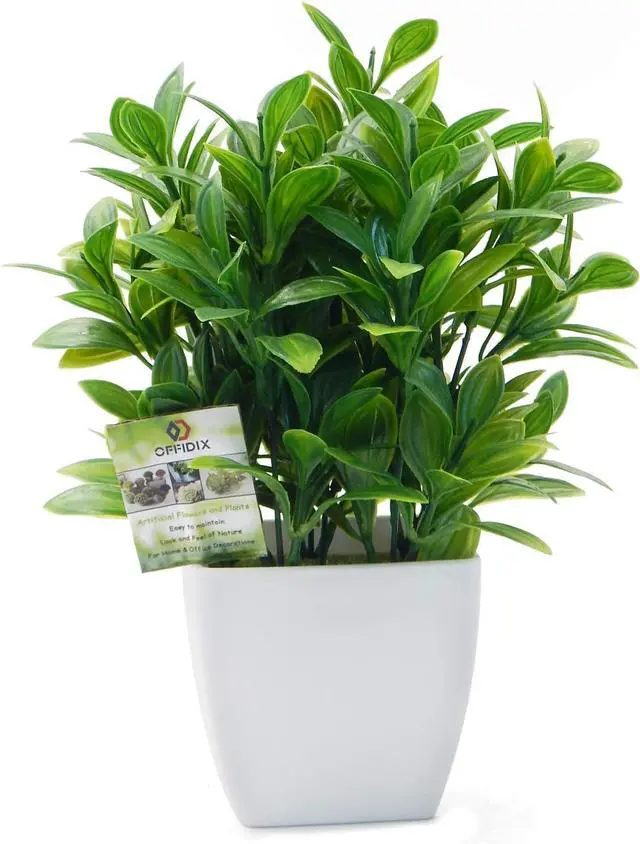 Main image of OFFIDIX Artificial Eucalyptus Plants with White Square Vase Small Artificial Tree for Office Desktop Decor Fake Plants for Home and Office Indoor Decorations