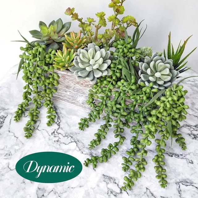 Alt view image 2 of 7 - Meiliy 4pcs Artificial Succulent Plants Hanging Succulent Plants Faux Succulents Unpotted Branch String of Pearls Plant for Home Kitchen Office Wedding Garden Craft Art Indoor Decor