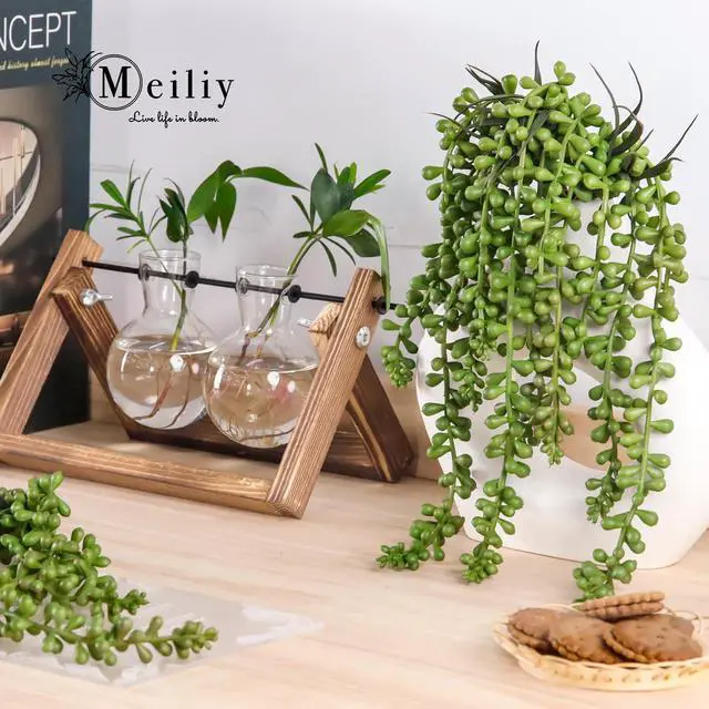 Alt view image 4 of 7 - Meiliy 4pcs Artificial Succulent Plants Hanging Succulent Plants Faux Succulents Unpotted Branch String of Pearls Plant for Home Kitchen Office Wedding Garden Craft Art Indoor Decor