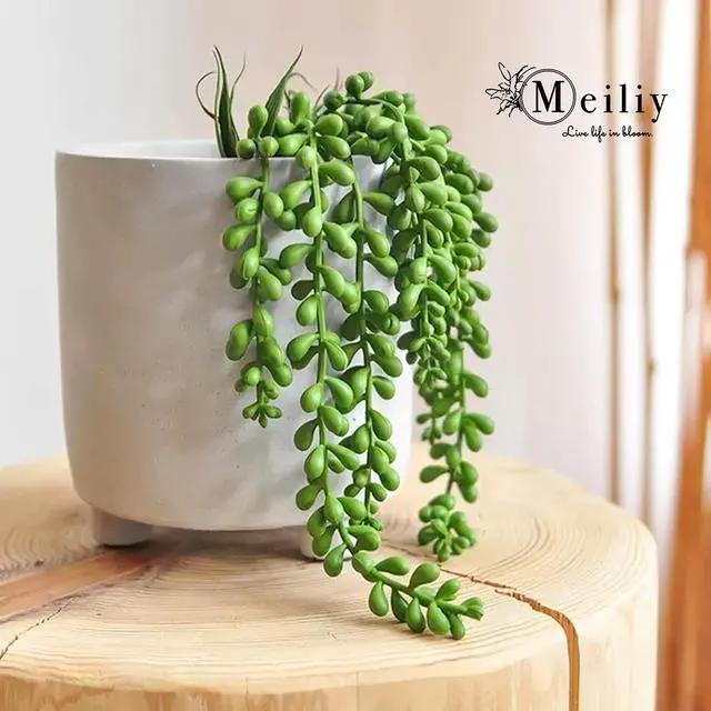 Alt view image 7 of 7 - Meiliy 4pcs Artificial Succulent Plants Hanging Succulent Plants Faux Succulents Unpotted Branch String of Pearls Plant for Home Kitchen Office Wedding Garden Craft Art Indoor Decor