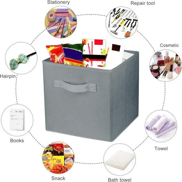 Alt view image 2 of 7 - 2 Pcs Storage Cubes, 10.5 Inch Collapsible Storage Bins, Fabric Foldable Bins for Organization, Durable Storage Bins for Closet, Shelves, Offices (Grey)