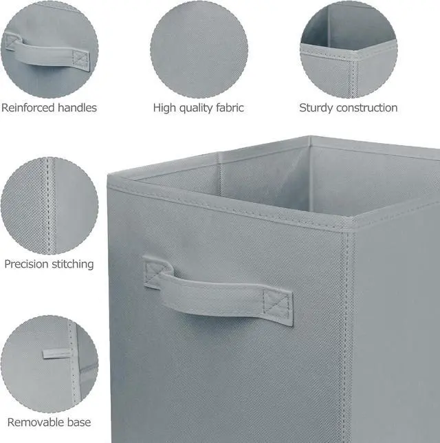 Alt view image 4 of 7 - 2 Pcs Storage Cubes, 10.5 Inch Collapsible Storage Bins, Fabric Foldable Bins for Organization, Durable Storage Bins for Closet, Shelves, Offices (Grey)