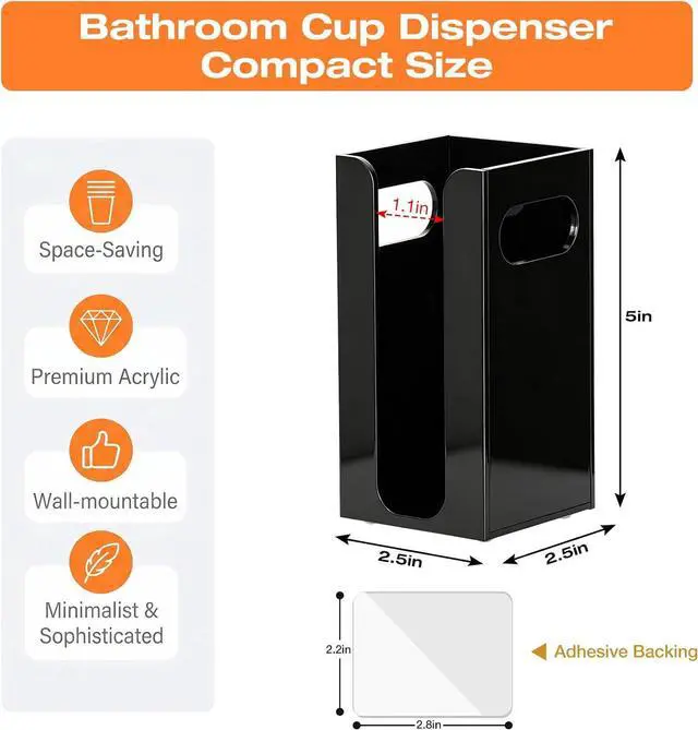 Alt view image 2 of 7 - Bathroom Cup Dispenser, Wall Mount Cup Holder fit 3oz Disposable Paper Cups