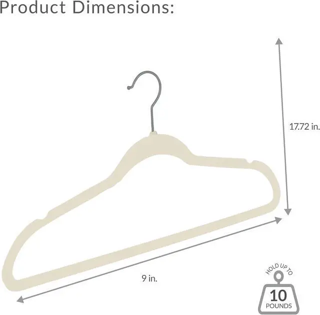Alt view image 3 of 7 - Simplify 10 Super Slim Velvet Huggable Hangers in Ivory