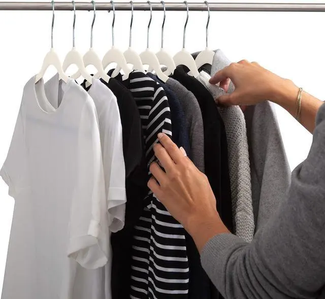 Alt view image 6 of 7 - Simplify 10 Super Slim Velvet Huggable Hangers in Ivory