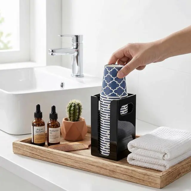 Alt view image 5 of 7 - Bathroom Cup Dispenser, Wall Mount Cup Holder fit 3oz Disposable Paper Cups