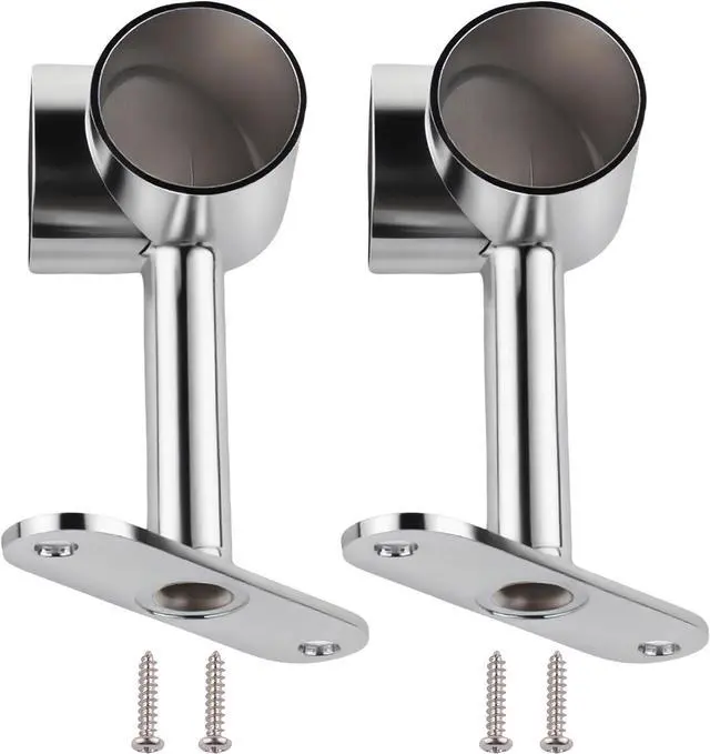 Main image of 2 Pcs 90° Corner Closet Rod Flange, 25mm Wall Mount Wardrobe Pole Bracket for Cabinet, Bedroom, Bathroom Silver