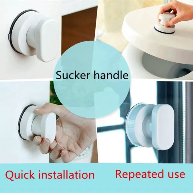 Alt view image 6 of 6 - KAFENDA Glass Door and Window Handles, Bathroom Sliding Doors, cupboards, wardrobes, Suction Cups, Non-Marking Handles, Non-Perforated Absorption Handles (Small Silver) (White)