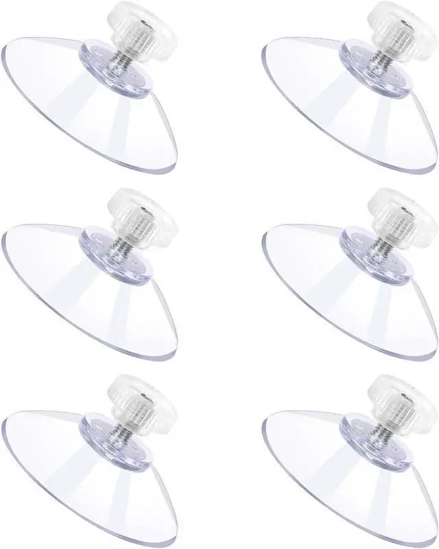 Main image of Mozeat Lens 6 PCS Suction Cups for Glass, 32mm Strong Suction Cup with Metal Screw Rods and Nuts Clear PVC Heavy Duty Plastic Sucker Pads Holder Without Hooks for Bathroom Wall Door Window Car Shade