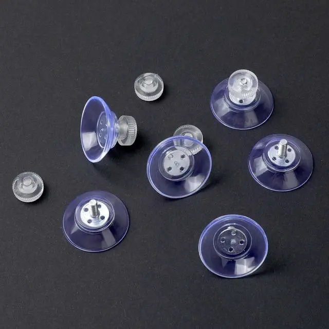 Alt view image 2 of 7 - Mozeat Lens 6 PCS Suction Cups for Glass, 32mm Strong Suction Cup with Metal Screw Rods and Nuts Clear PVC Heavy Duty Plastic Sucker Pads Holder Without Hooks for Bathroom Wall Door Window Car Shade
