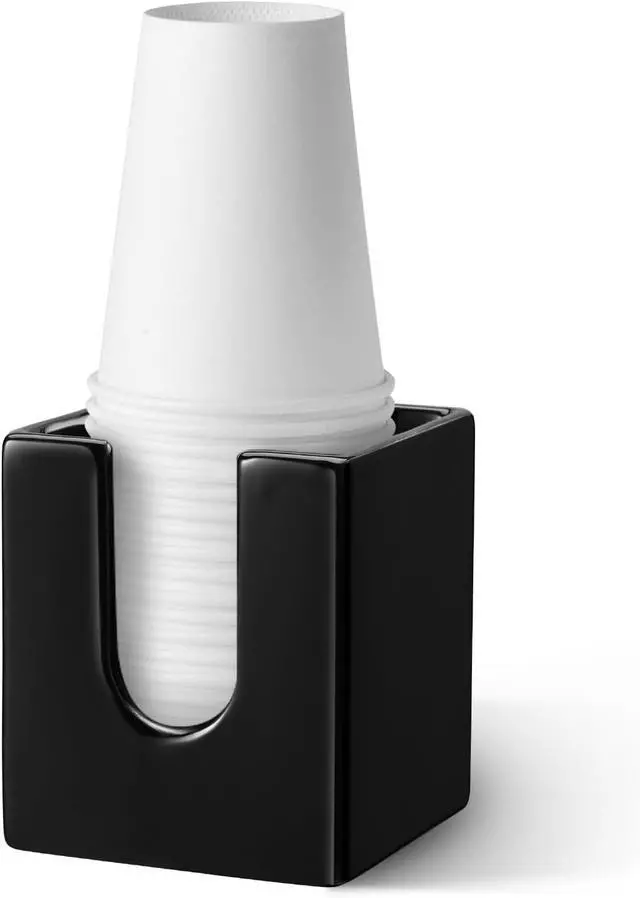 Main image of Bathroom Cup Dispenser 3-4oz Disposable Paper Cup Dispenser Storage Holder for Bathroom Cotton Pad Container, Vanity Countertops Guest Bathroom Essentials- Black