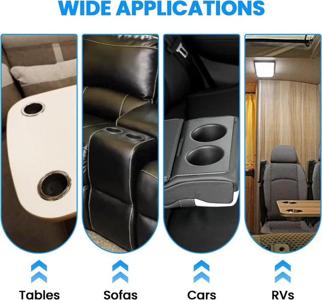 Alt view image 7 of 7 - SDTC Tech 2 PCS Black Plastic Cup Holder Inserts for Sofa Recliner Table Boat Car Drop-in Replacement (Fit for Approx. 3.52 Diameter Insert Hole)