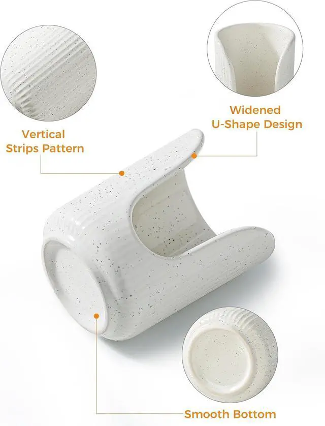 Alt view image 3 of 7 - ABRUTY Bathroom Cup Dispenser, 3oz-4oz Ceramic Paper Cup Holder, Small Countertop Mouthwash Dixie Cups Accessories, for Vanity Countertops, Bathroom, Kitchen, and Dining Room, Sand
