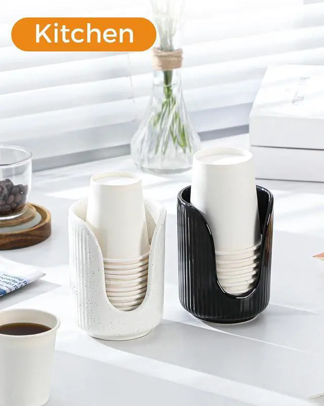 Alt view image 7 of 7 - ABRUTY Bathroom Cup Dispenser, 3oz-4oz Ceramic Paper Cup Holder, Small Countertop Mouthwash Dixie Cups Accessories, for Vanity Countertops, Bathroom, Kitchen, and Dining Room, Sand