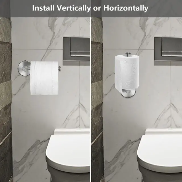 Alt view image 4 of 7 - DGYB Suction Cup Toilet Paper Holder - No Drill Adhesive Wall Mount, 5.8 Inch Rustproof Stainless Steel TP Roll Holder for Bathroom Kitchen
