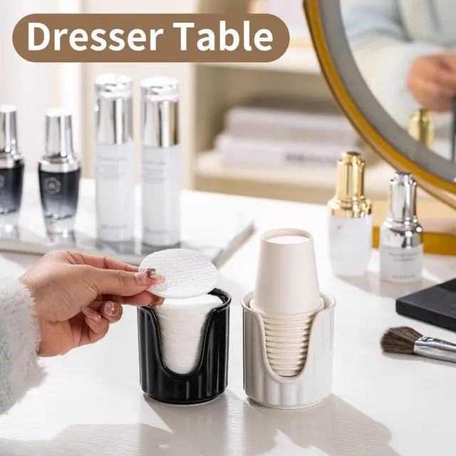 Alt view image 6 of 6 - TANEW Ceramic Bathroom Cup Dispenser with Stylish Vertical Stripes - Dixie Cup Dispenser & Mouthwash Cup Holder Holds 3oz Paper Cups for Rinsing Cups on Bathroom Vanity Countertops Matt White