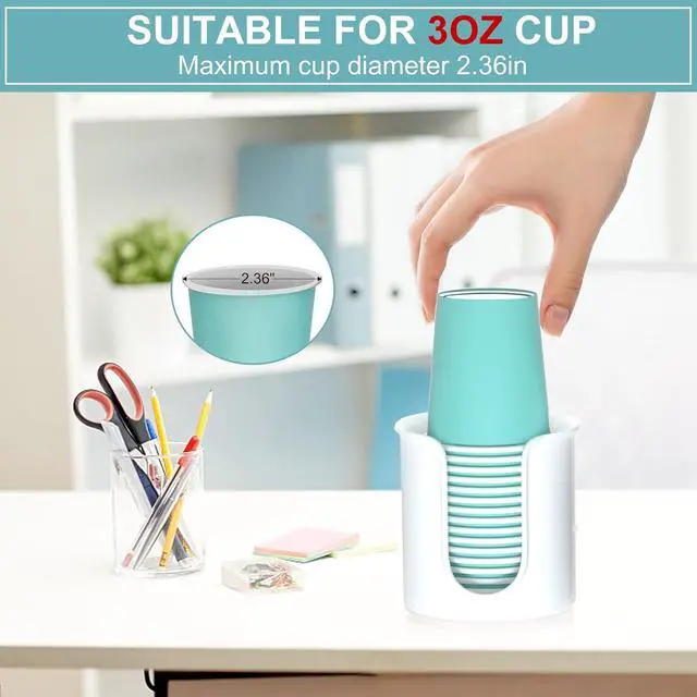 Alt view image 3 of 7 - 2 Pack Bathroom Cup Dispenser 3 oz Countertop - Convenient Paper Cup Holder for Mouthwash Cups - Easy to Use Cup Dispenser for BathroomWhite