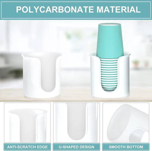 Alt view image 4 of 7 - 2 Pack Bathroom Cup Dispenser 3 oz Countertop - Convenient Paper Cup Holder for Mouthwash Cups - Easy to Use Cup Dispenser for BathroomWhite