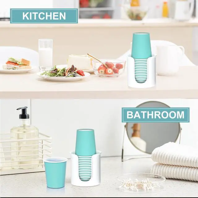 Alt view image 5 of 7 - 2 Pack Bathroom Cup Dispenser 3 oz Countertop - Convenient Paper Cup Holder for Mouthwash Cups - Easy to Use Cup Dispenser for BathroomWhite