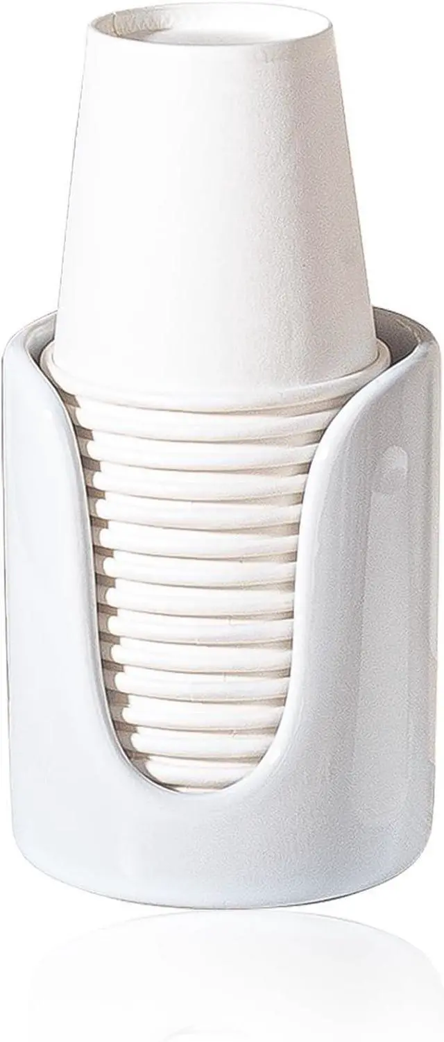 Main image of Bathroom Cup Dispenser Small Cup Holder for Bathroom, Ceramic Mouthwash Cups 3 4 oz Cup Dispenser Accessories, 1 Pack, White