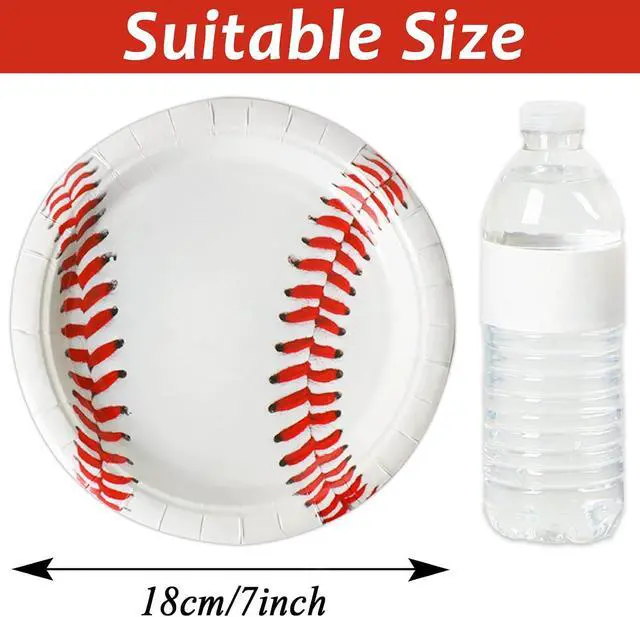 Alt view image 2 of 6 - gisgfim 48 Pcs Baseball Plates Baseball Birthday Party Supplies Disposable Paper Dessert Cake Plates Tableware Decorations Favors for Sport Fans Boys Baby Shower