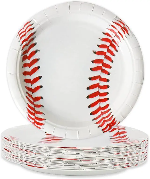 Main image of gisgfim 48 Pcs Baseball Plates Baseball Birthday Party Supplies Disposable Paper Dessert Cake Plates Tableware Decorations Favors for Sport Fans Boys Baby Shower