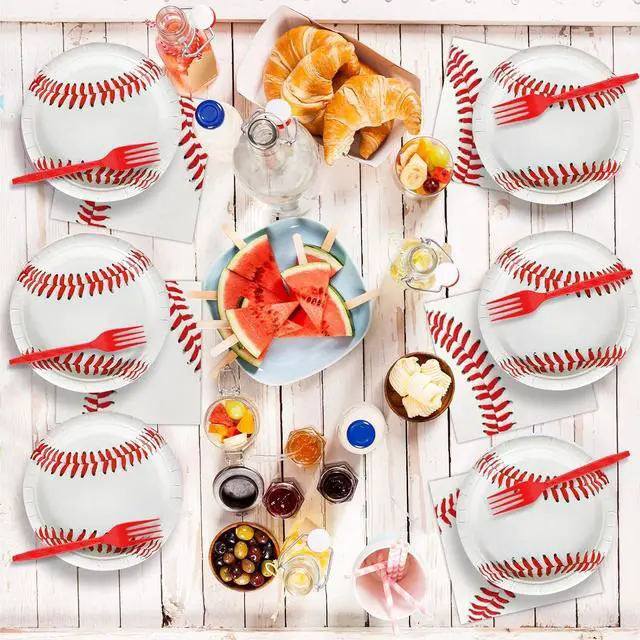 Alt view image 5 of 6 - gisgfim 48 Pcs Baseball Plates Baseball Birthday Party Supplies Disposable Paper Dessert Cake Plates Tableware Decorations Favors for Sport Fans Boys Baby Shower
