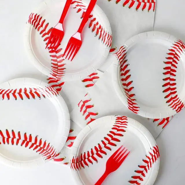 Alt view image 4 of 6 - gisgfim 48 Pcs Baseball Plates Baseball Birthday Party Supplies Disposable Paper Dessert Cake Plates Tableware Decorations Favors for Sport Fans Boys Baby Shower