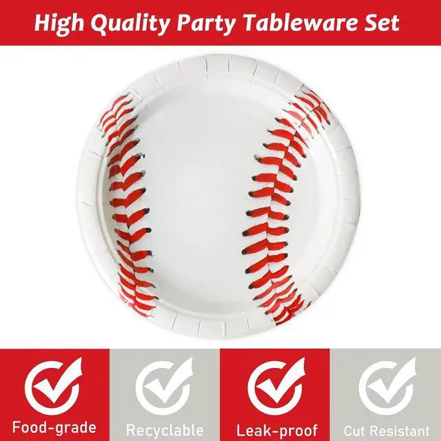 Alt view image 3 of 6 - gisgfim 48 Pcs Baseball Plates Baseball Birthday Party Supplies Disposable Paper Dessert Cake Plates Tableware Decorations Favors for Sport Fans Boys Baby Shower