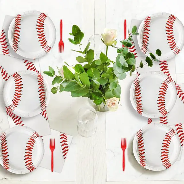 Alt view image 6 of 6 - gisgfim 48 Pcs Baseball Plates Baseball Birthday Party Supplies Disposable Paper Dessert Cake Plates Tableware Decorations Favors for Sport Fans Boys Baby Shower