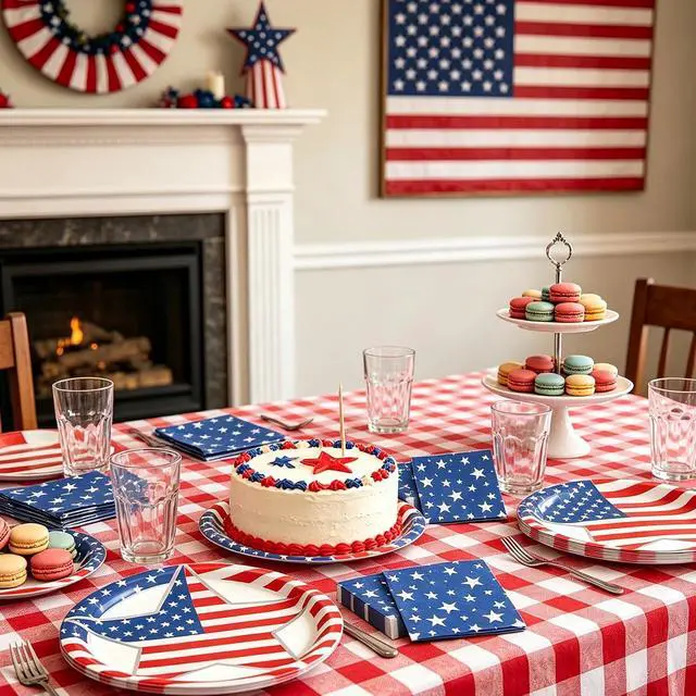 Alt view image 7 of 7 - 100 PCS 4th of July Paper Plates and Napkins Independence Day Tableware Set American Flag Dinnerware Party Decorations for Patriotic 250th anniversary Veterans Day (Star)