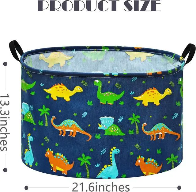 Alt view image 2 of 7 - Kids Hamper,Dinosaur Room Decor for Boys,Collapsible Laundry Basket Gift,Toys Nursery Bin with Handles,Foldable Storage Organizer Box,21.6" Large Capacity(Navy Blue Dinosaur)