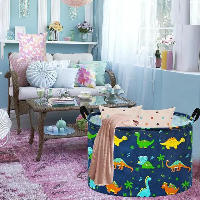 Alt view image 4 of 7 - Kids Hamper,Dinosaur Room Decor for Boys,Collapsible Laundry Basket Gift,Toys Nursery Bin with Handles,Foldable Storage Organizer Box,21.6" Large Capacity(Navy Blue Dinosaur)