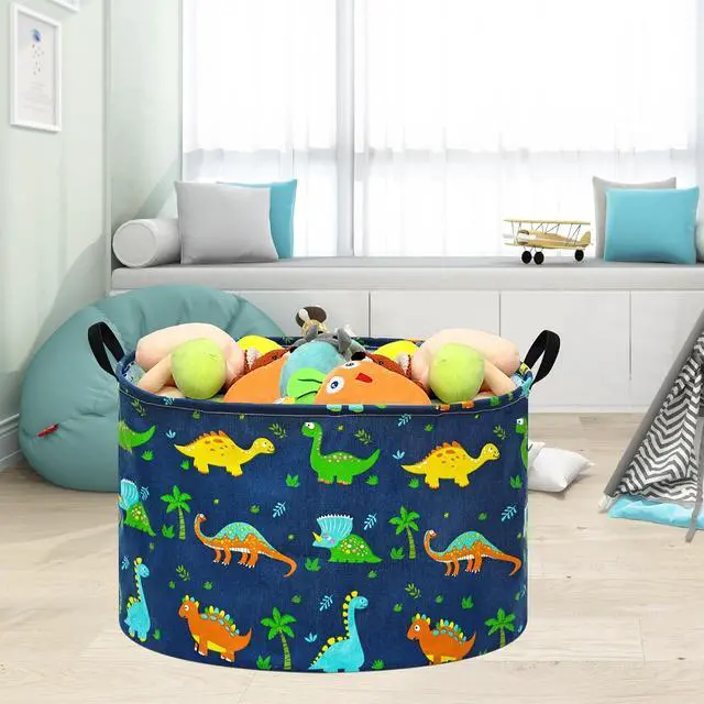 Alt view image 5 of 7 - Kids Hamper,Dinosaur Room Decor for Boys,Collapsible Laundry Basket Gift,Toys Nursery Bin with Handles,Foldable Storage Organizer Box,21.6" Large Capacity(Navy Blue Dinosaur)