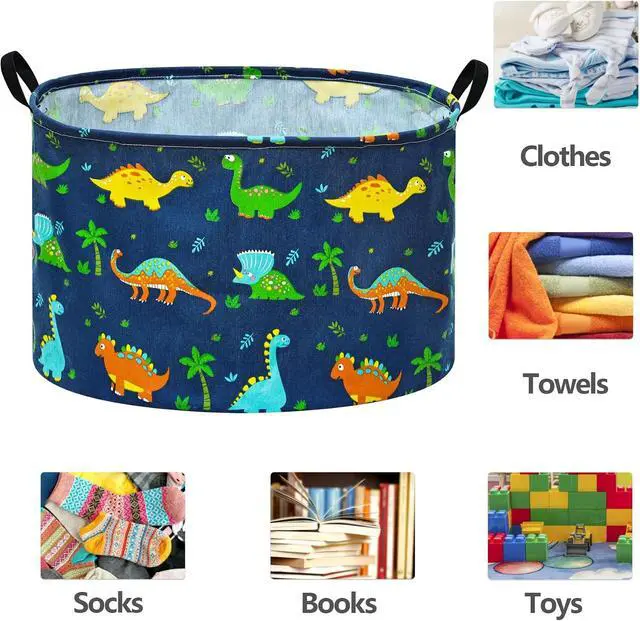Alt view image 6 of 7 - Kids Hamper,Dinosaur Room Decor for Boys,Collapsible Laundry Basket Gift,Toys Nursery Bin with Handles,Foldable Storage Organizer Box,21.6" Large Capacity(Navy Blue Dinosaur)