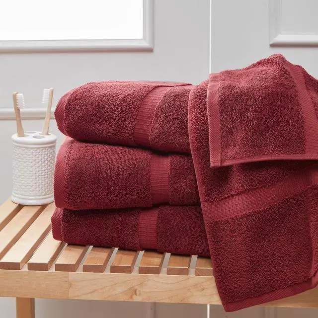 Alt view image 2 of 4 - Towel Bazaar 4-Piece Washcloth, 100% Premium Cotton Turkish Towels, 13x13 Luxury Towel Super Soft and Absorbent, Perfect Use for Bathroom, Shower Towels - Cranberry
