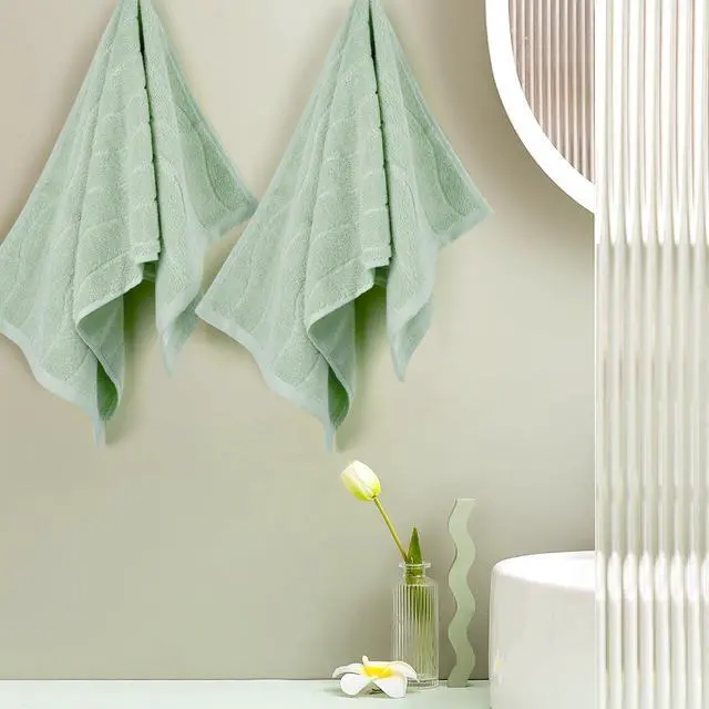 Alt view image 3 of 7 - Jacquotha Hand Towels 2 Pack - Sage Green Wavy Striped
