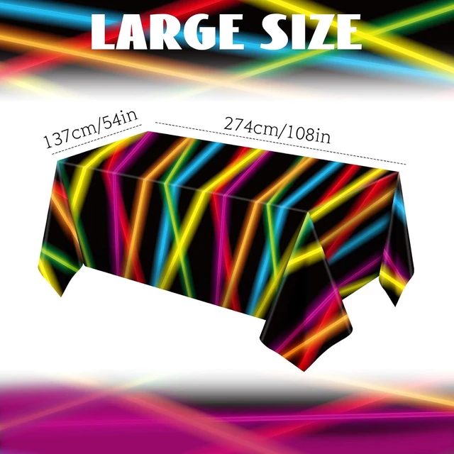 Alt view image 2 of 7 - Irenare 3 Pieces 80s Neon Table Cloths Glow in The Dark Tablecloths