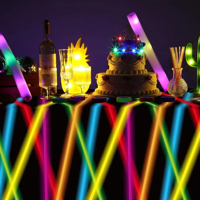 Alt view image 6 of 7 - Irenare 3 Pieces 80s Neon Table Cloths Glow in The Dark Tablecloths