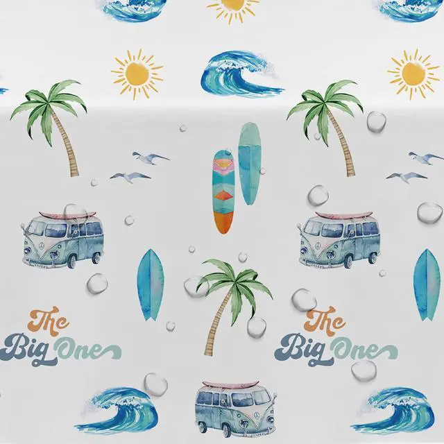 Alt view image 3 of 7 - Surf First Birthday Party Supplies Tablecloth, 3 Pack
