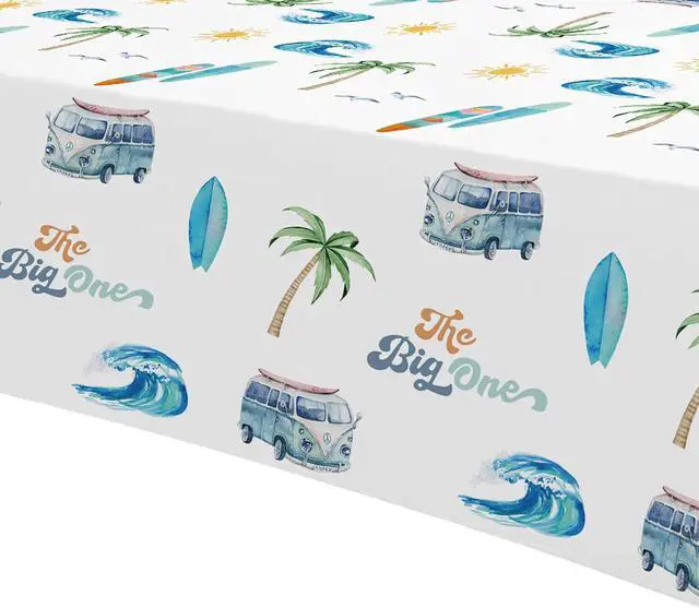 Alt view image 4 of 7 - Surf First Birthday Party Supplies Tablecloth, 3 Pack
