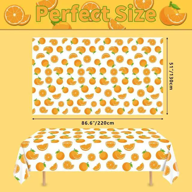 Alt view image 2 of 7 - 4Pcs Little Cutie Tablecloths, Orange Fruit Table Covers
