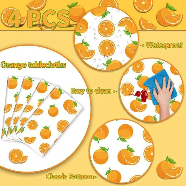 Alt view image 3 of 7 - 4Pcs Little Cutie Tablecloths, Orange Fruit Table Covers